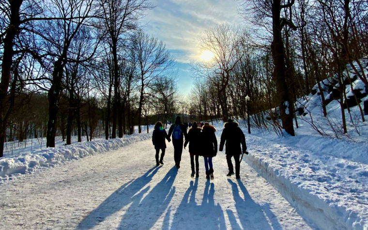 Marche dehors en hiver