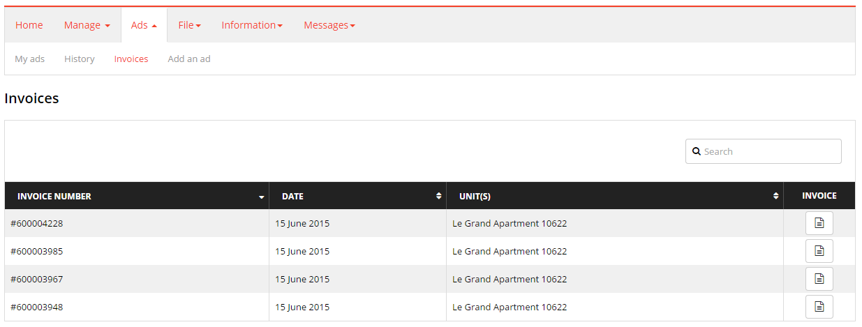 view my invoices kangalou support